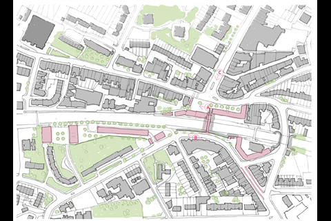 Proposed developments in central Forest Hill (Views A, B, C relate to other images).